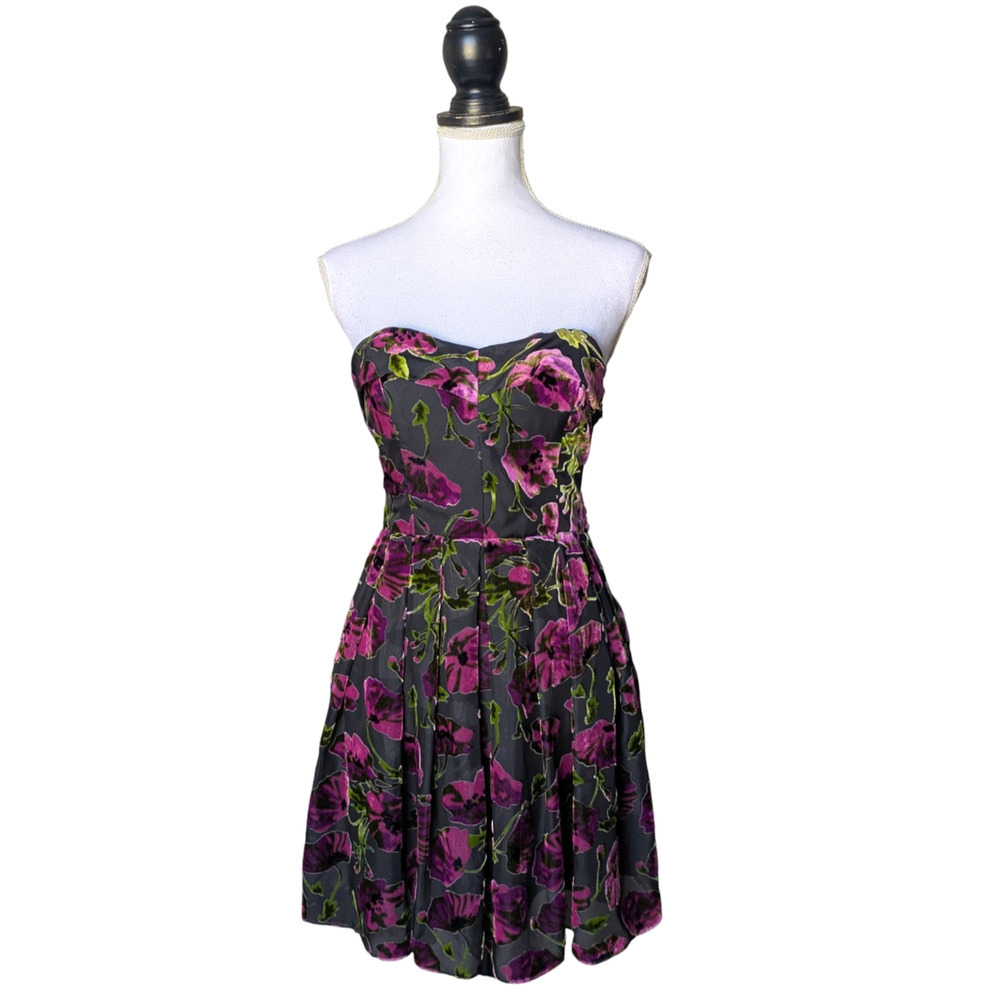 Vintage Betsey Johnson Floral Velvet Cottage Fairy Goth Romantic Babydoll Dress
